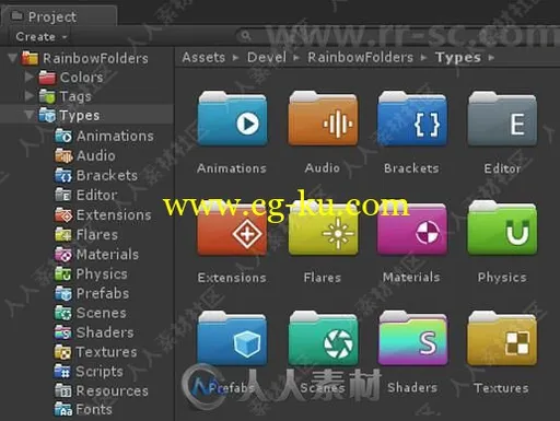 多彩项目浏览器文件夹工具Unity游戏素材资源的图片1