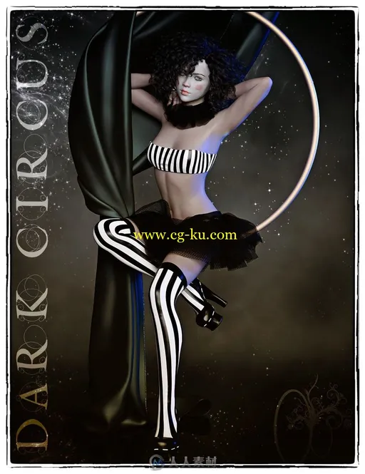 黑暗马戏团小丑女性服装3D模型合集的图片1