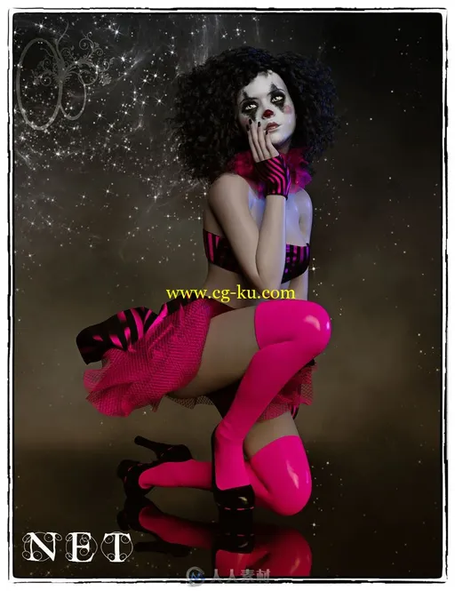黑暗马戏团小丑女性服装3D模型合集的图片2