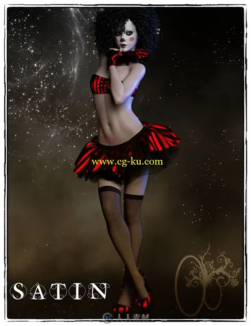 黑暗马戏团小丑女性服装3D模型合集的图片3
