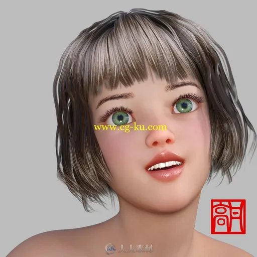 清新小女孩套装3D模型的图片3