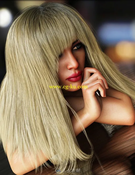 60种颜色女性长发短发3D模型的图片1