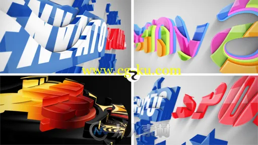 3D效果层叠文字logo动画演绎AE模板的图片1
