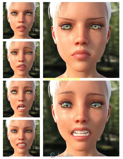30种青少年面部表情表达3D模型的图片3