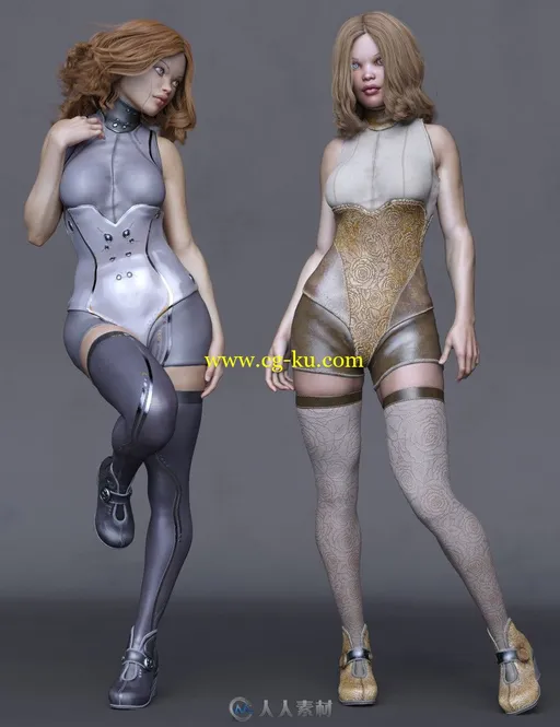 科幻未来皮革针织材质女性服饰3D模型的图片9