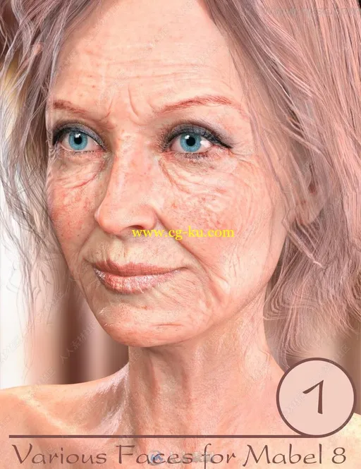 8种高龄女性面部皱纹细节3D模型的图片4