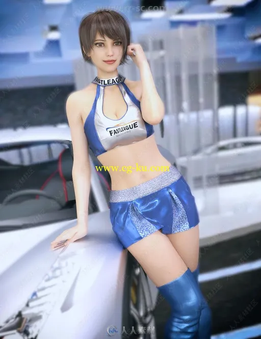 帅气华丽女性赛车服套装3D模型合集的图片1