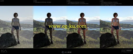 四种不同纹理男性女性角色3D模型合集的图片1