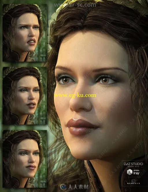 25组不同逼真形象女性面部表情3D模型合集的图片5