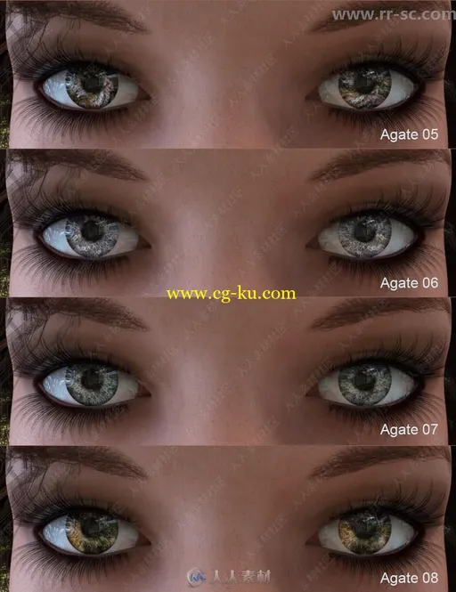 44种女性眼球颜色多种睫毛样式3D模型的图片1