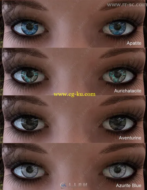 44种女性眼球颜色多种睫毛样式3D模型的图片13