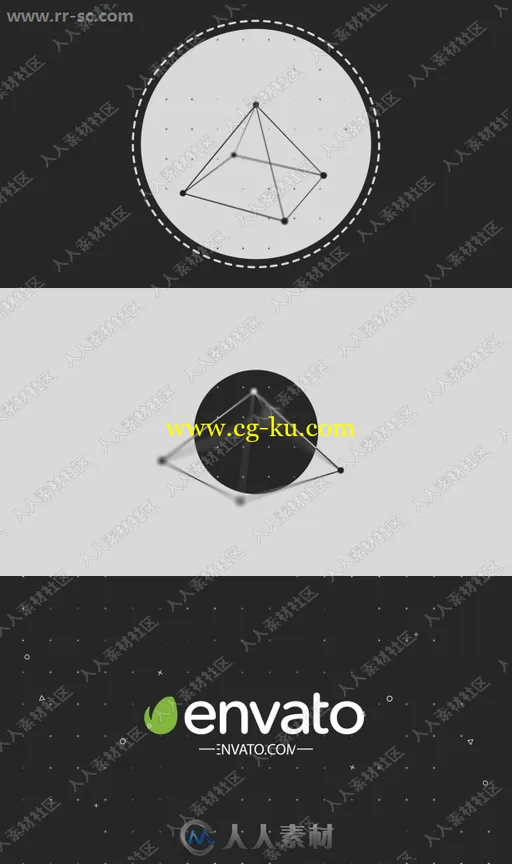 黑白多边形变化logo动画演绎AE模板的图片1