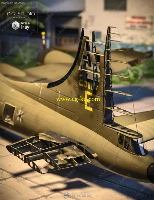 军用战斗机飞行细节损毁3D模型的图片3