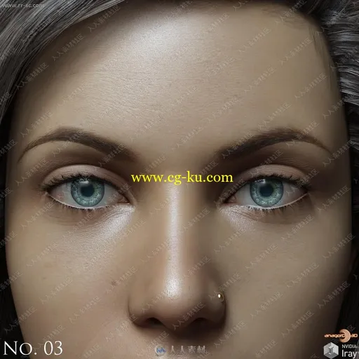 多组蓝色瞳孔女性眉眼变化3D模型的图片2