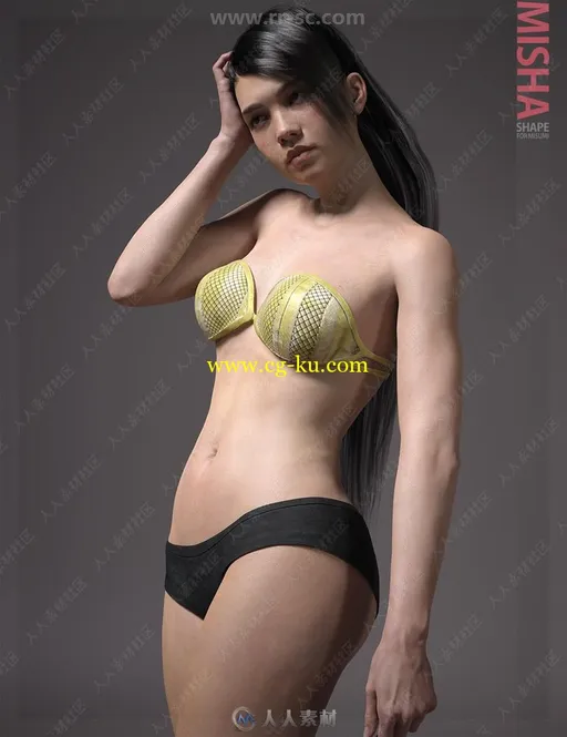 性感完美身材甜美微笑表情女性角色3D模型的图片12