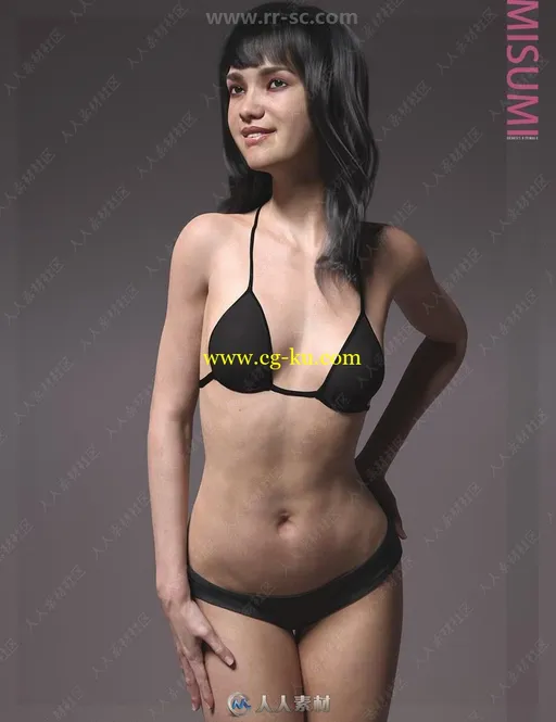 性感完美身材妖娆姿势甜美微笑表情女性角色3D模型的图片3