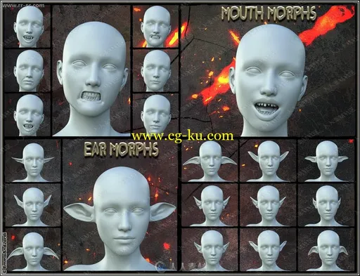 208组恶魔种族生物男性女性头部身体3D模型的图片2