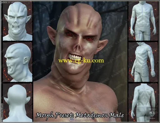 208组恶魔种族生物男性女性头部身体3D模型的图片3