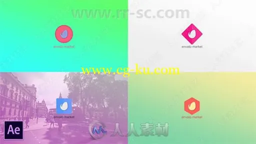 不同背景液体流动合成LOGO动画演绎AE模板合集的图片1