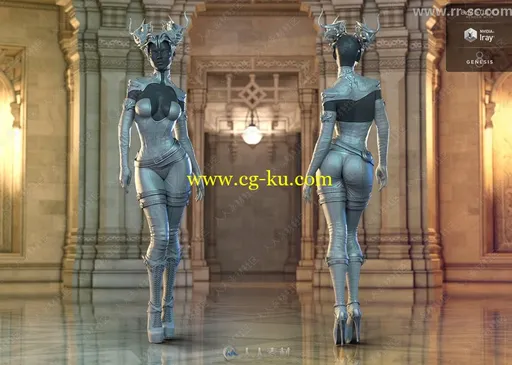 黑暗罪恶游戏女角色姿势展示3D模型的图片3