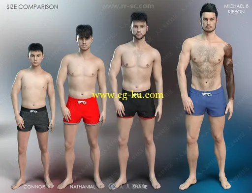 不同颜色眼球胡须发色年轻活力男性角色3D模型合集的图片2