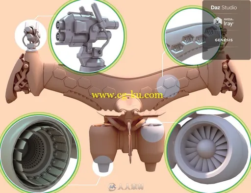 高科技先进高端喷气背包武器3D模型的图片1