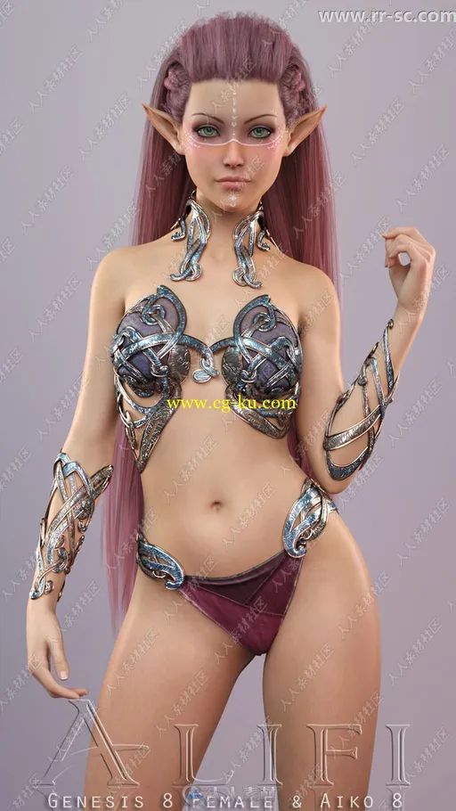 美丽发型衣服多款精致妆容女精灵3D模型的图片1