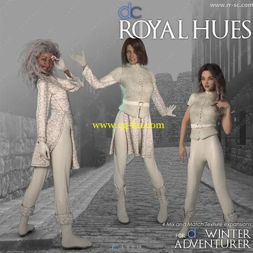 4种颜色帅气女性压花皮革服装3D模型的图片2