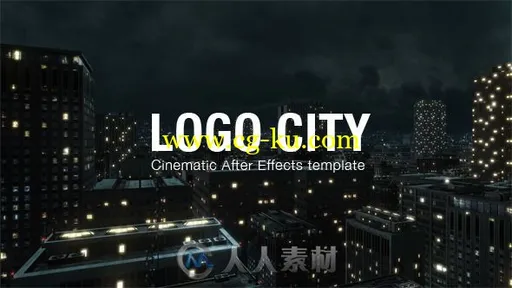 城市航拍效果灯火通明粒子夜景logo动画演绎AE模板的图片1