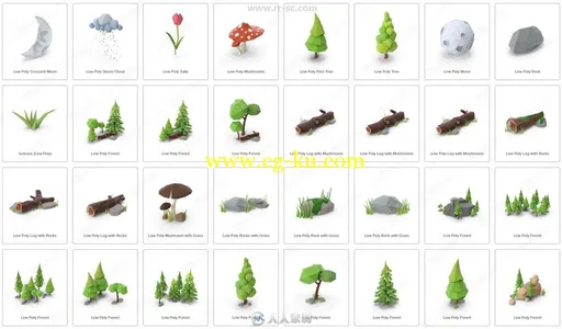 60组各种森林植物相关PSD模板平面素材合集的图片2