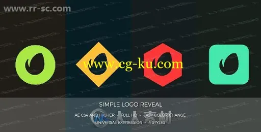 四组彩色图案跳落旋转简洁logo动画演绎AE模板的图片1