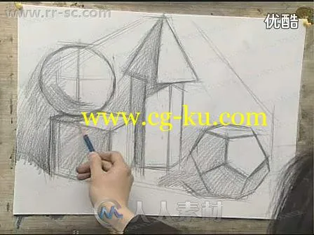 中国美院素描几何体起稿铺色与深入刻画基本视频教程的图片2
