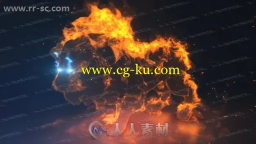 黑暗红蓝火焰燃烧雄狮粒子logo动画演绎AE模板的图片1
