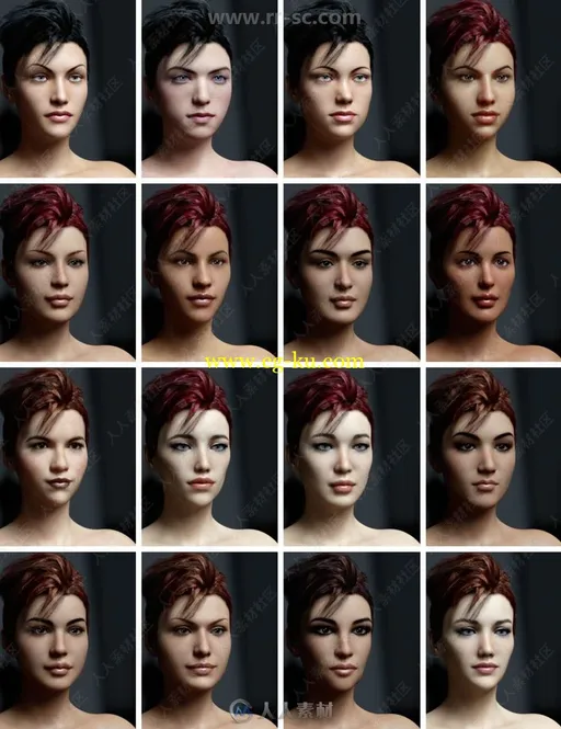 60组不同肤色成熟优雅女性角色3D模型合集的图片2
