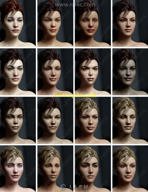60组不同肤色成熟优雅女性角色3D模型合集的图片3