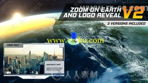 地球放大定位特效Logo演绎动画AE模板的图片1