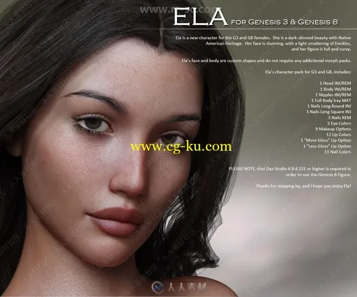 黑色皮肤雀斑女孩精致妆容女性角色3D模型合集的图片2