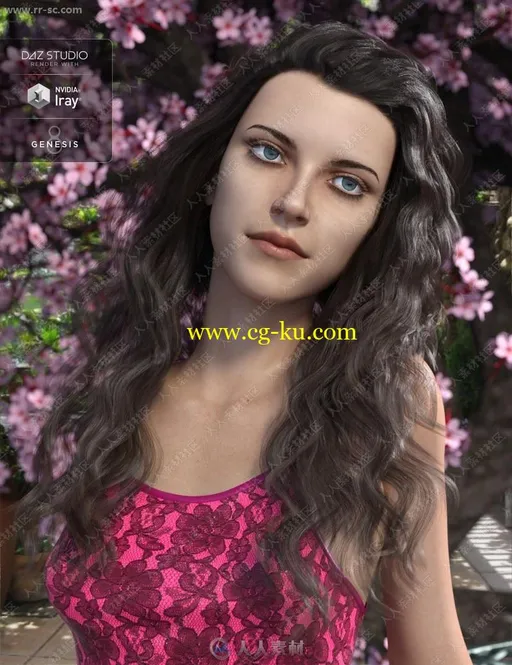 温柔迷人女孩多组姿势服装眼唇妆容造型3D模型的图片1