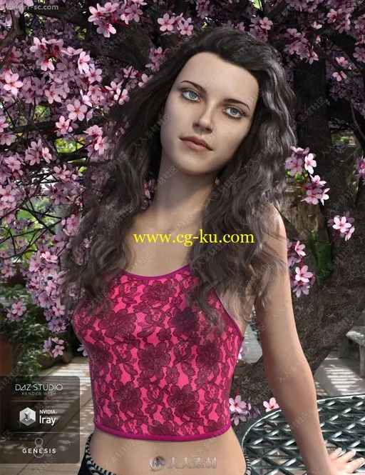 温柔迷人女孩多组姿势服装眼唇妆容造型3D模型的图片3