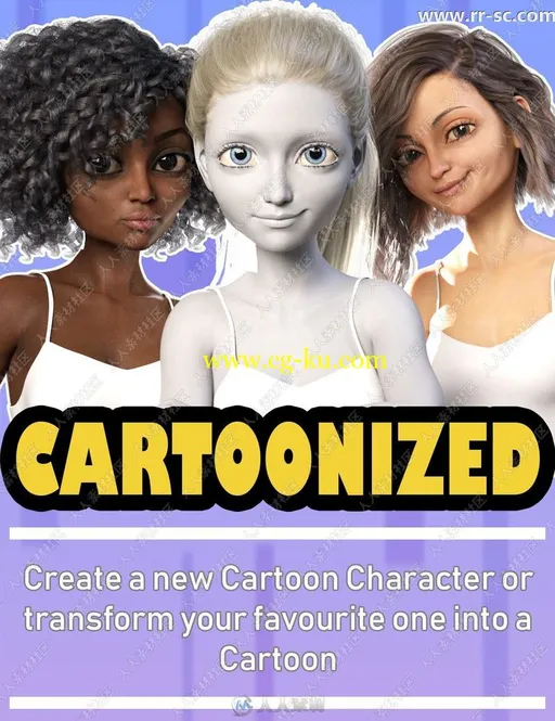 少女卡通人物多种脸型五官身材3D模型的图片1