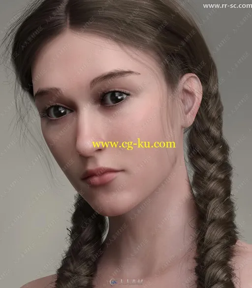 气质优雅精致眼唇妆美丽女性3D模型的图片3
