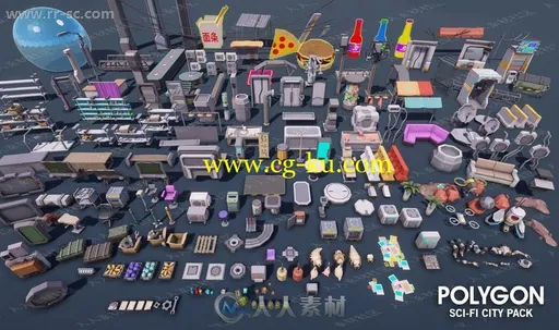 超酷科幻主题切面游戏人物场景物资大型3D模型Unity游戏素材资源合集的图片3