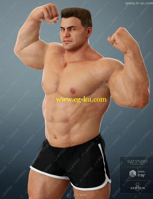 The Brute 8强壮身材自然姿势男性3D模型合辑的图片1