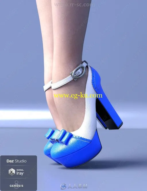 时尚气质不同样式女性厚底高跟鞋3D模型合集的图片2