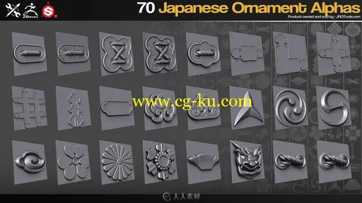 70组Zbursh SP Quixe日本l装饰风格alpha笔刷画笔合集的图片3