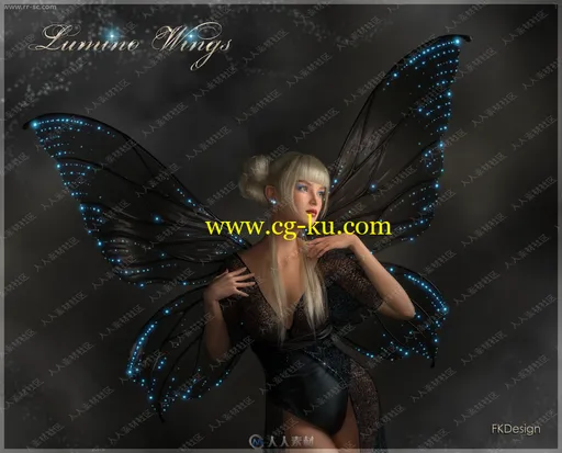美丽不同纹理颜色星光蝴蝶翅膀仙女3D模型的图片1