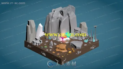 多组精致岩石灌木建筑小场景3D模型Unity游戏素材资源的图片3