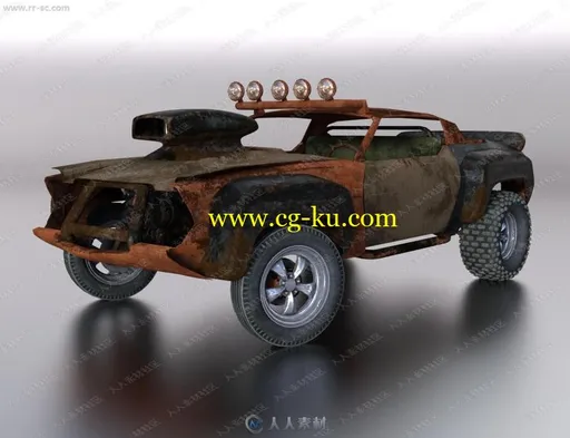 荒地战斗金属复古车各部零件整体3D模型的图片3