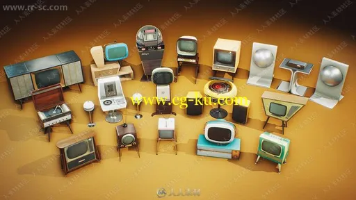 复古家用电器电视机等模型贴图UE4游戏素材资源的图片1