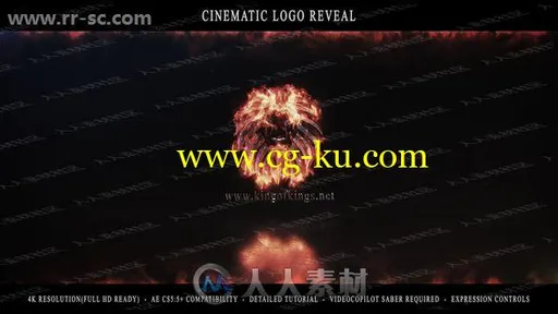 超酷电影开场火焰电流式燃烧logo动画演绎AE模板的图片1